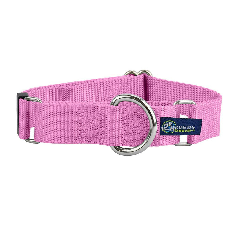 5/8″ and 1″ Rose Pink Nylon Martingale Dog Collar-Pet Collars & Leashes-BIG FRENCHIES-2 Hounds Design