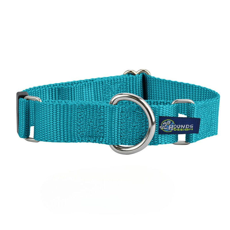 5/8″ and 1″ Teal Nylon Martingale Dog Collar-Pet Collars & Leashes-BIG FRENCHIES-2 Hounds Design