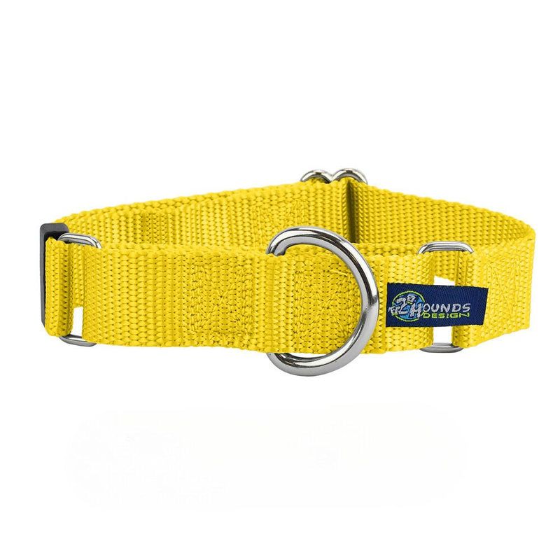5/8″ and 1″ Yellow Nylon Martingale Dog Collar-Pet Collars & Leashes-BIG FRENCHIES-2 Hounds Design
