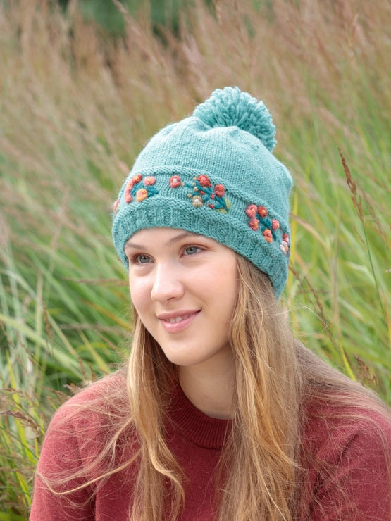 Mathilde Wool Knit Embroidered Hat - BIG FRENCHIES