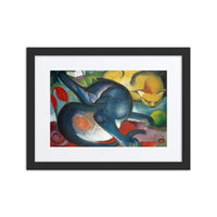 Sebastian & Clementine Two Cats, Blue and Yellow Premium Framed Poster