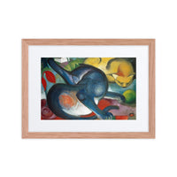 Sebastian & Clementine Two Cats, Blue and Yellow Premium Framed Poster