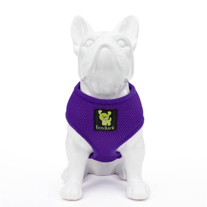 EcoBark Purple Dog Harness - Over-the-Head Soft Mesh Dog Vest Halter for Small to Medium Dogs and Puppies - BIG FRENCHIES