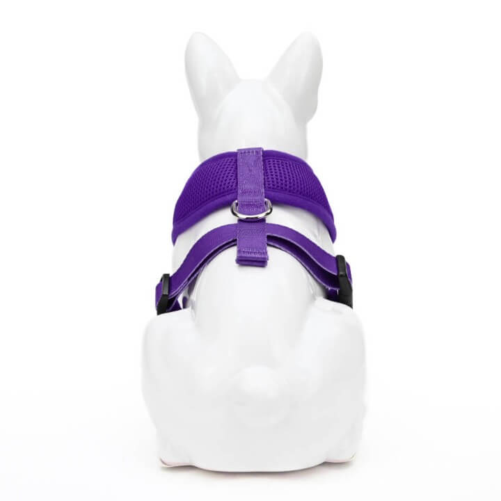 EcoBark Purple Dog Harness - Over-the-Head Soft Mesh Dog Vest Halter for Small to Medium Dogs and Puppies - BIG FRENCHIES