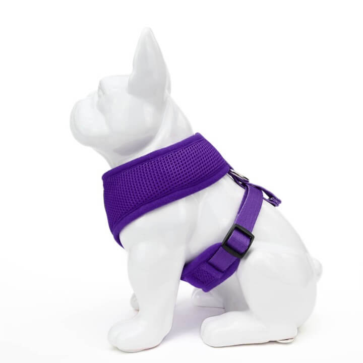 EcoBark Purple Dog Harness - Over-the-Head Soft Mesh Dog Vest Halter for Small to Medium Dogs and Puppies - BIG FRENCHIES