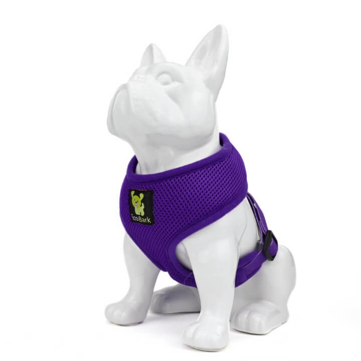 EcoBark Purple Dog Harness - Over-the-Head Soft Mesh Dog Vest Halter for Small to Medium Dogs and Puppies - BIG FRENCHIES