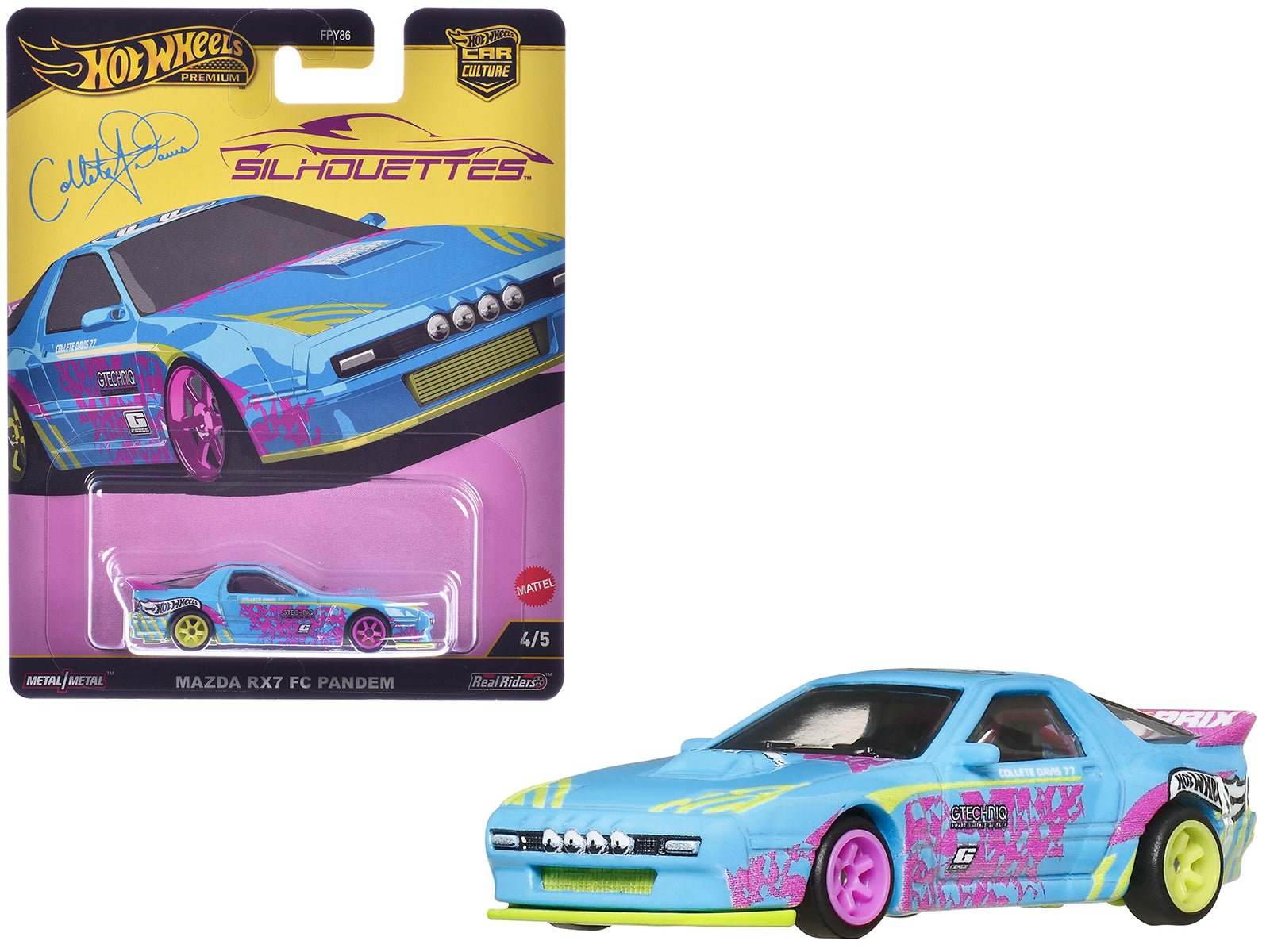 Mazda RX7 FC PANDEM Blue with Graphics "Silhouettes" Series Diecast Model Car by Hot Wheels  free shipping USA