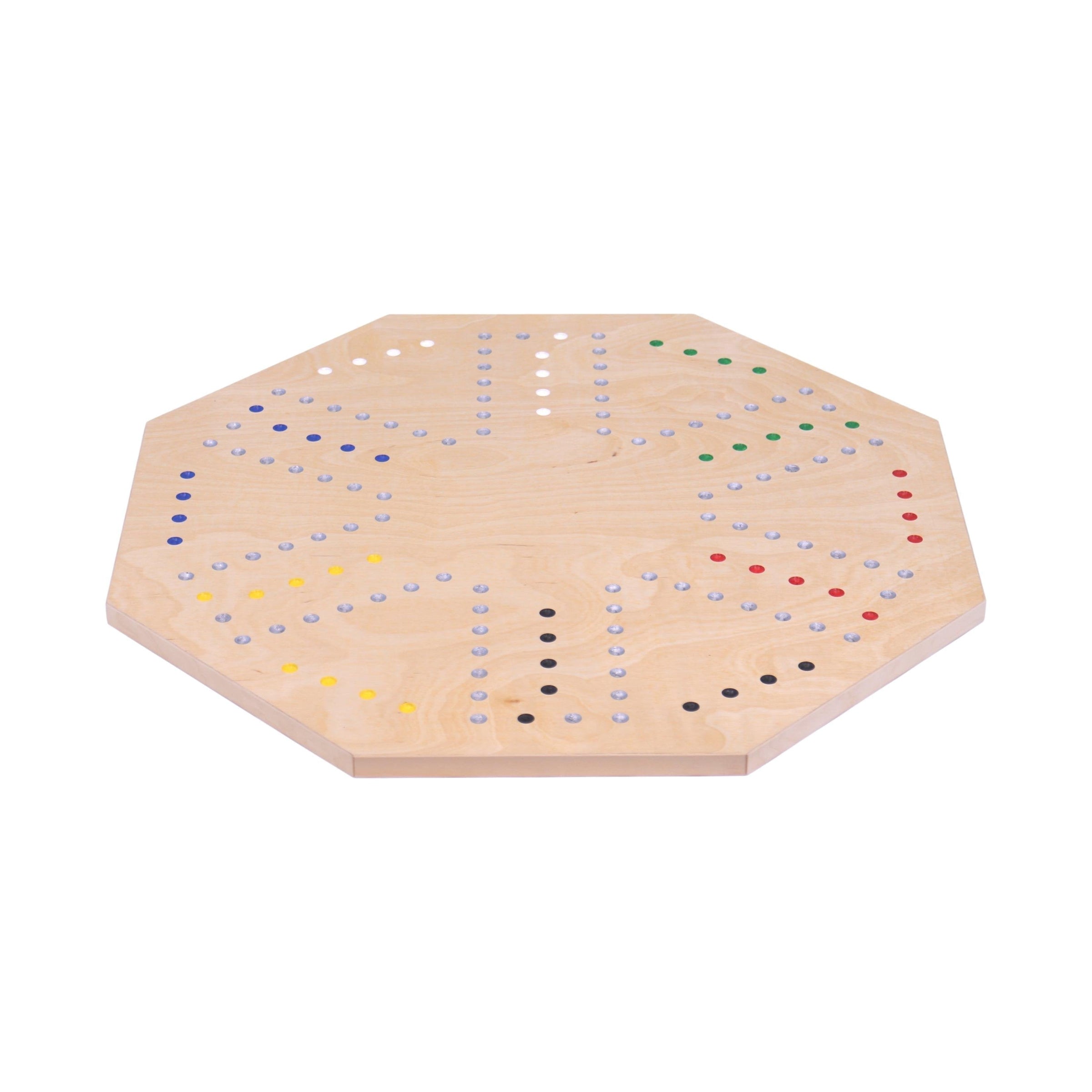 Wooden Marble Chase Game Set - Double-Sided 23" Wide Board