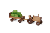 Amish-Made Wooden Toy Tractor and Wagon Set with Hay Bales - BIG FRENCHIES