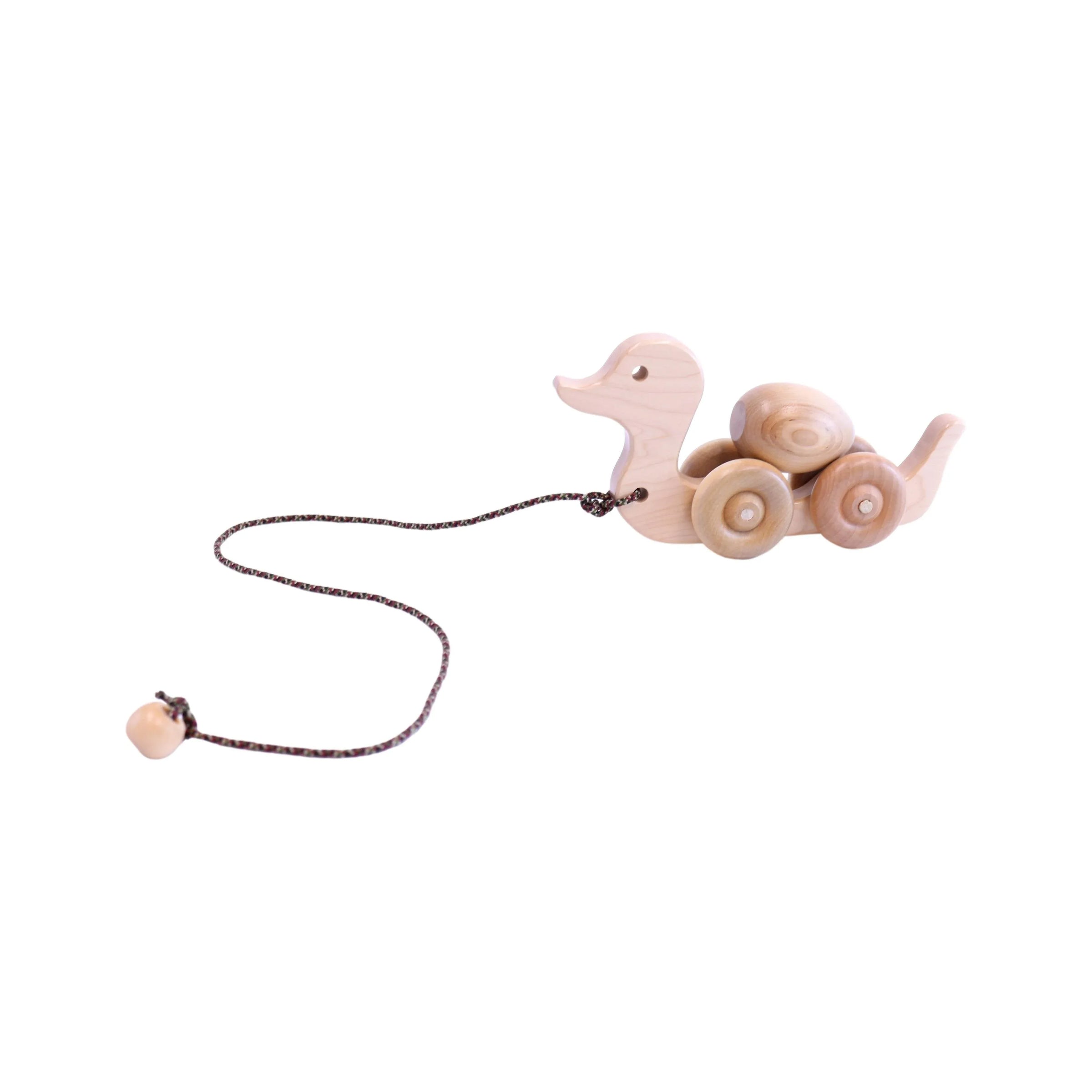 Wooden Duck Pull Toy for Toddlers, Rolling Wheels and Rotating Egg - BIG FRENCHIES