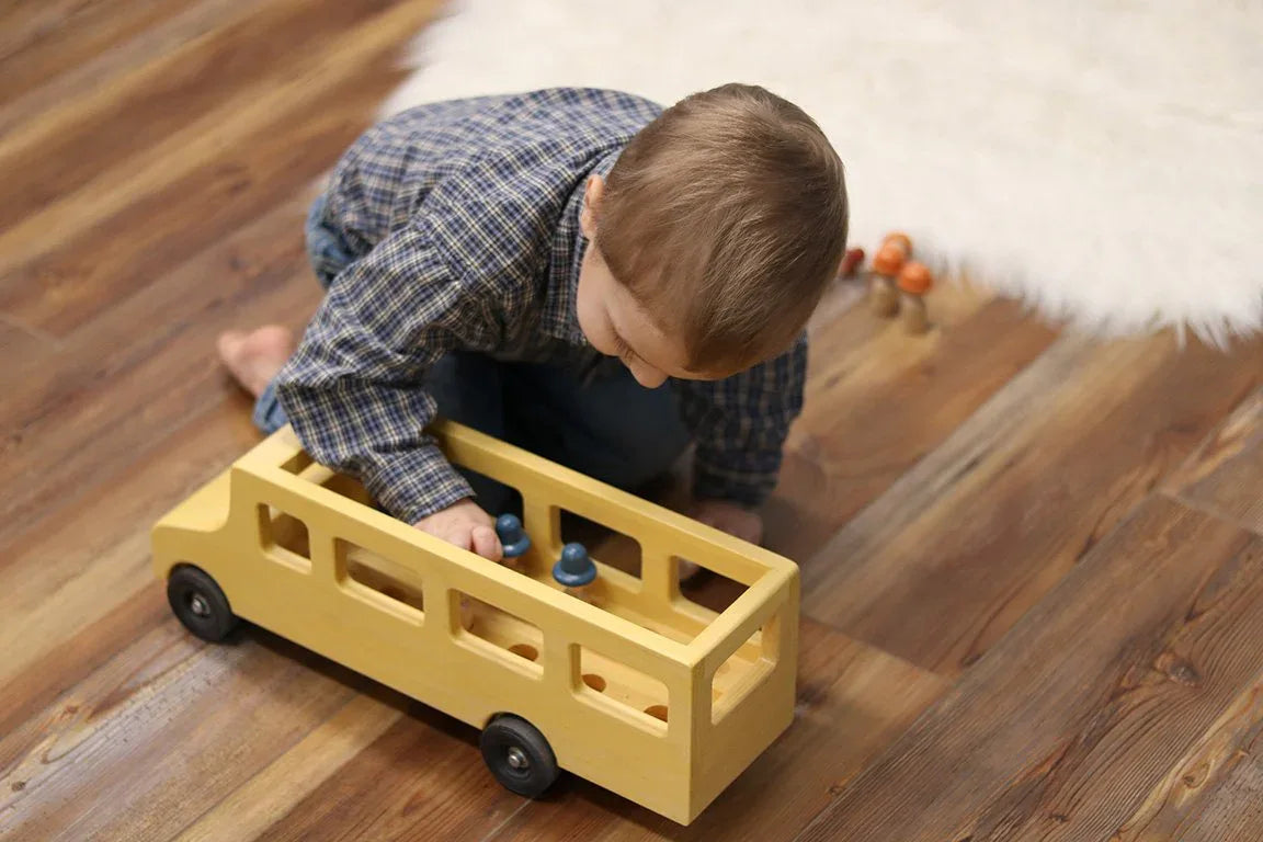 Amish-Made Wooden School Bus Toy, Child Safe Finish - BIG FRENCHIES