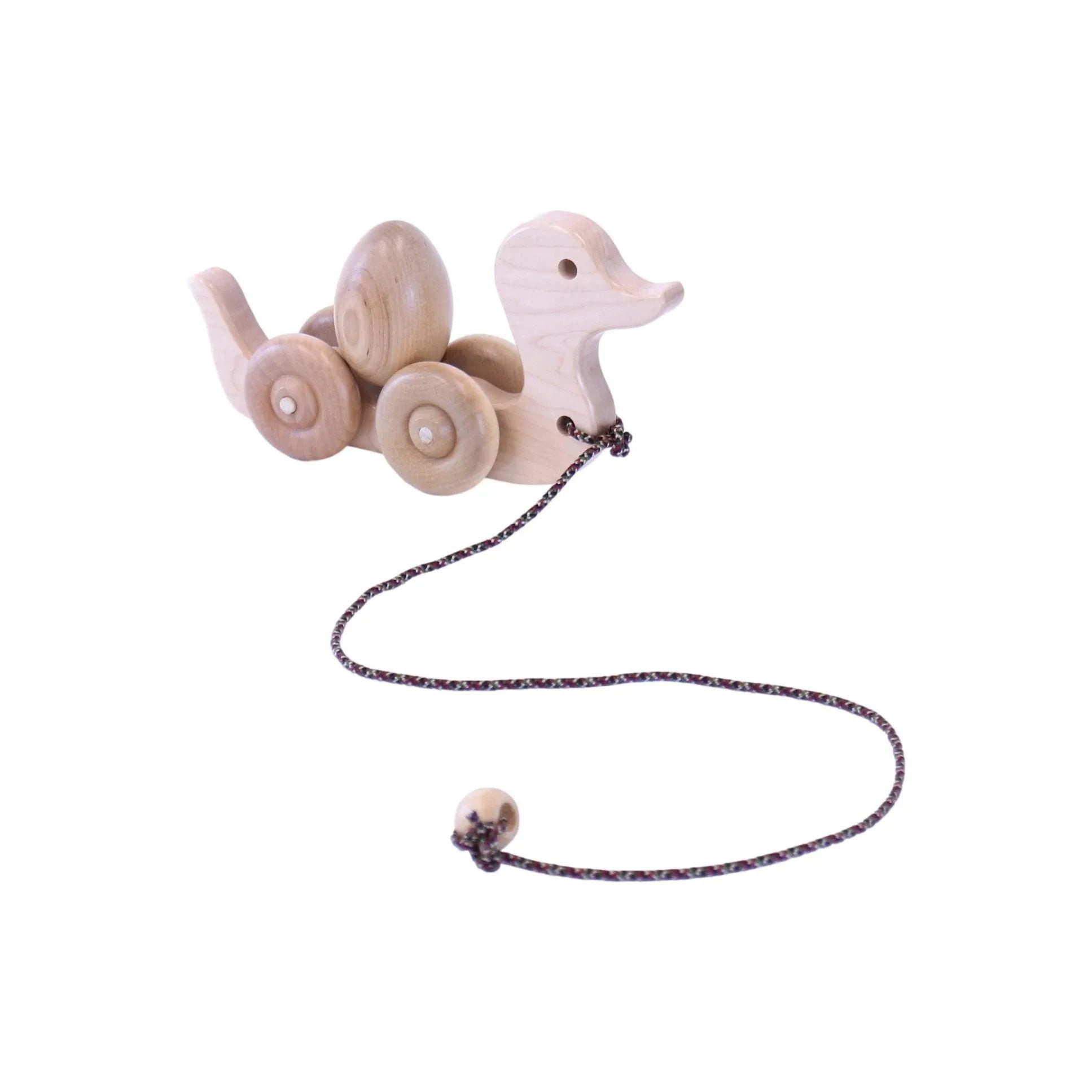 Wooden Duck Pull Toy for Toddlers, Rolling Wheels and Rotating Egg - BIG FRENCHIES