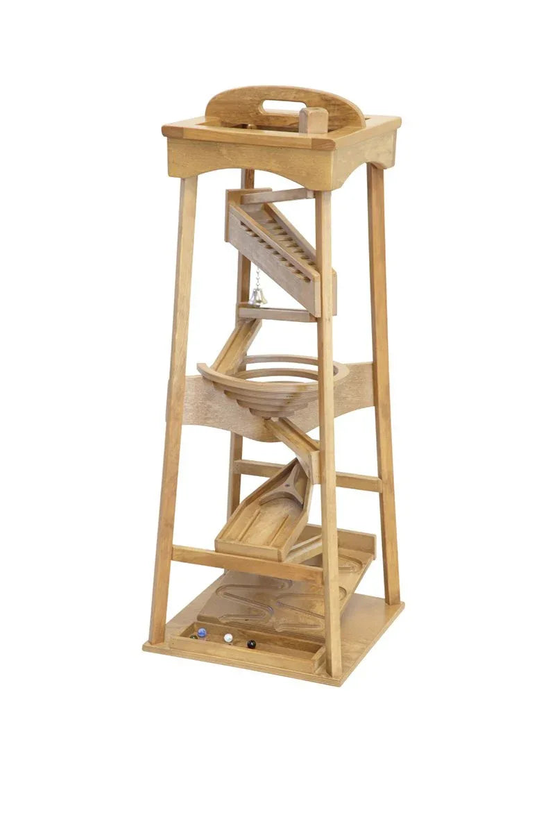 Pyramid Marble Tower Run Wooden Toy, 39" High, Marbles Included - BIG FRENCHIES