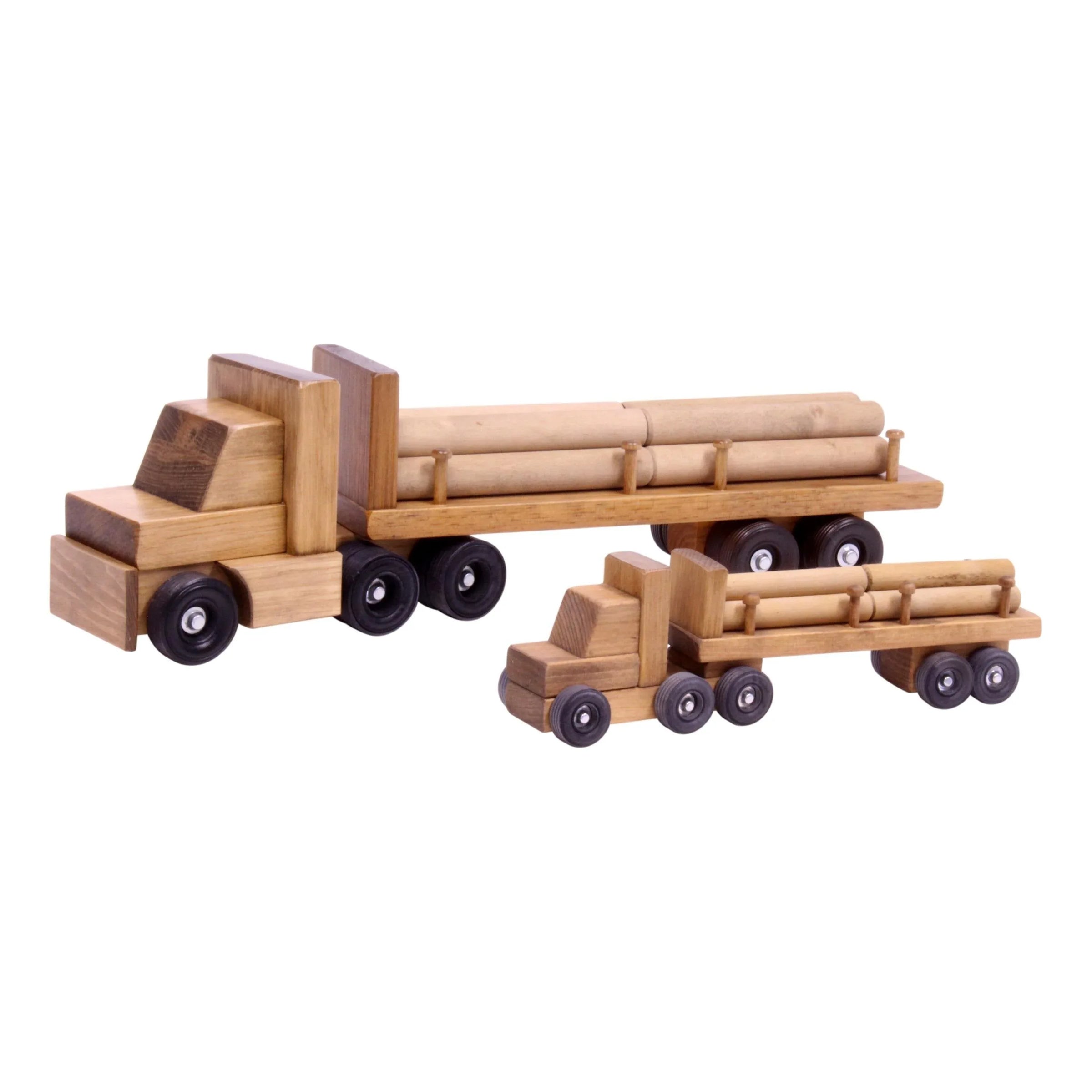 Amish-Made Wooden Log Semi Truck Toy, With Removable Logs - BIG FRENCHIES