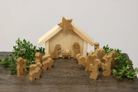 AmishToyBox.com Wooden Nativity Manger Scene Set, 14 Pieces - BIG FRENCHIES