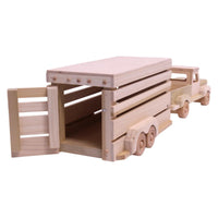 Amish-Made Wooden Pickup & Horse Trailer Toy Set, Unfinished - BIG FRENCHIES