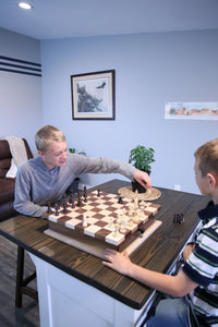 Deluxe Chess/Checkers Wooden Game Board Set - with Pullout Drawer - BIG FRENCHIES