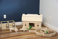 Amish-Made Large Wooden Hip-Roof Barn Toy, Unfinished - BIG FRENCHIES