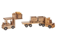 Large Wooden Truck & Bin Trailer with Forklift Toy Set, Amish-Made - BIG FRENCHIES