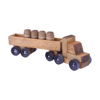 Wooden Barrel Truck Toy With Removable Wood Barrels, Child-Safe Harvest Stain Finish - BIG FRENCHIES