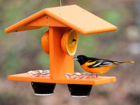 AmishToyBox.com Oriole Bird Feeder, Double-Cup Jelly Oriole Feeder with Pegs for Orange Halves - BIG FRENCHIES