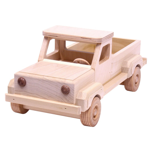 Amish-Made Wooden Pickup Truck Toy with Hitch, Unfinished - BIG FRENCHIES