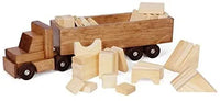 Large Semi Truck and Trailer Wooden Toy Set - with 30 Building Blocks - BIG FRENCHIES