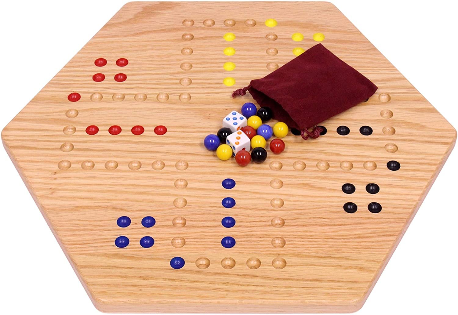 Aggravation Wahoo Marble Board Game, Double-Sided, Hand Painted