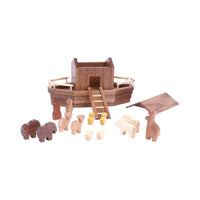 Noah's Ark Wooden Playset with 13 Animals, Removable Roof and Ramp - BIG FRENCHIES
