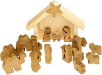 AmishToyBox.com Wooden Nativity Manger Scene Set, 14 Pieces - BIG FRENCHIES