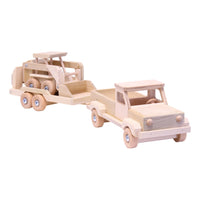 Wooden Toy Pickup Truck and Flatbed Trailer with Skidloader Set - BIG FRENCHIES