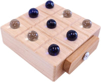 Wooden Marble Tic Tac Toe Game with Built-in Storage for Marbles