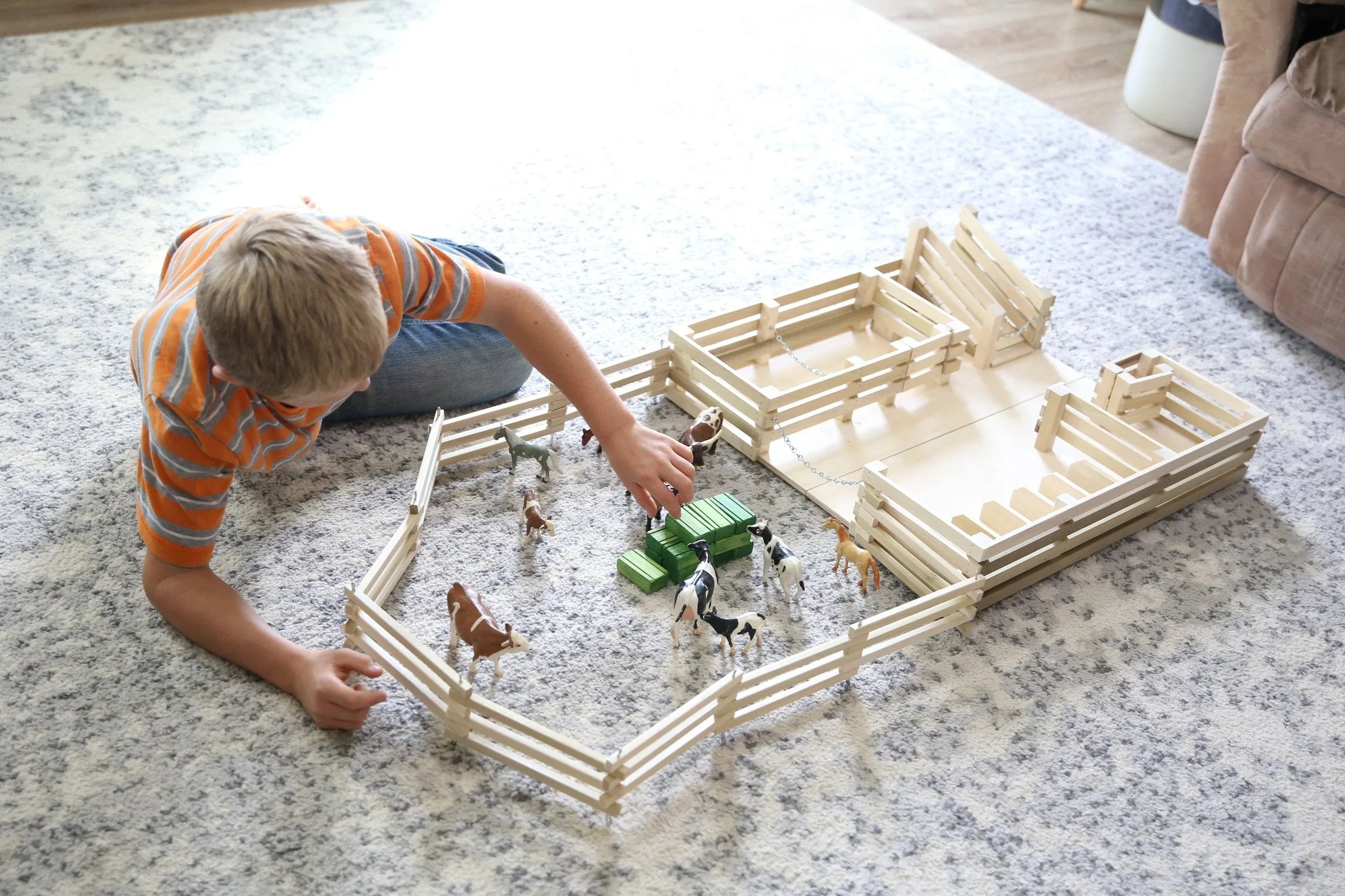 Amish-Made Wooden Folding Stock Yard Farm Toy, Unfinished - BIG FRENCHIES