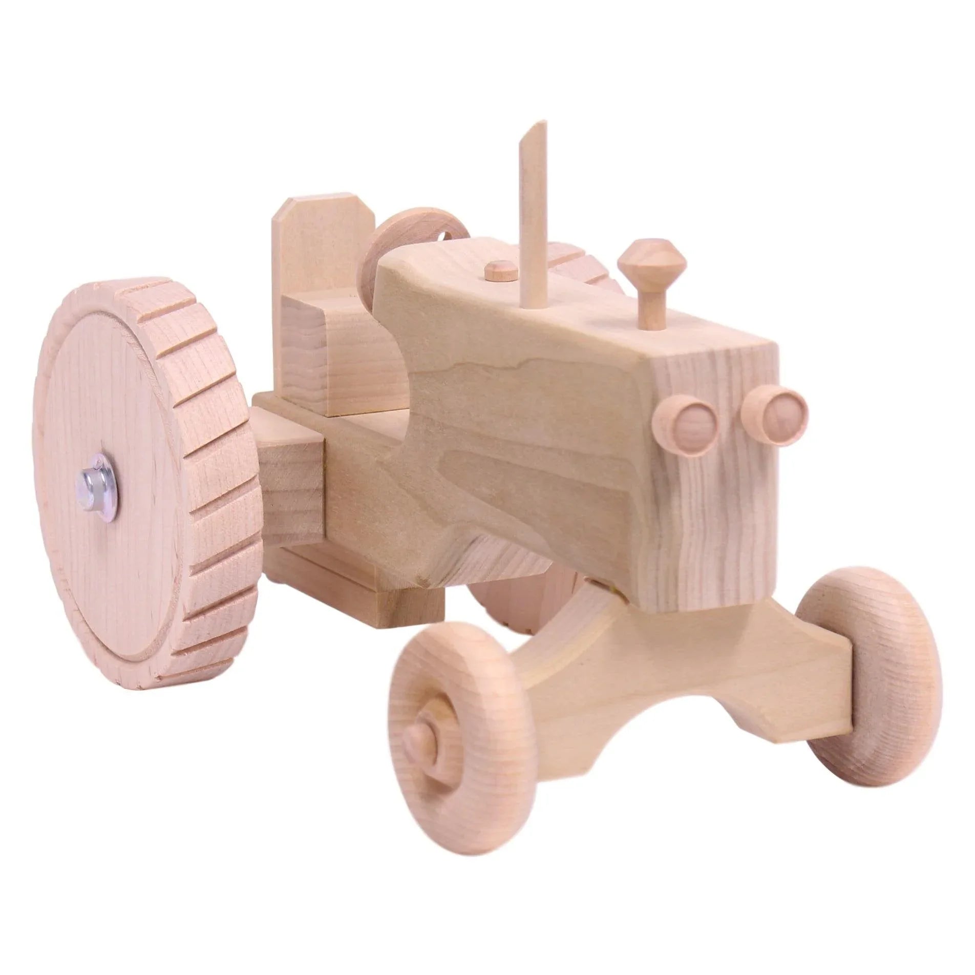 Amish-Made Wooden Toy Tractor With Hitch, Unfinished - BIG FRENCHIES