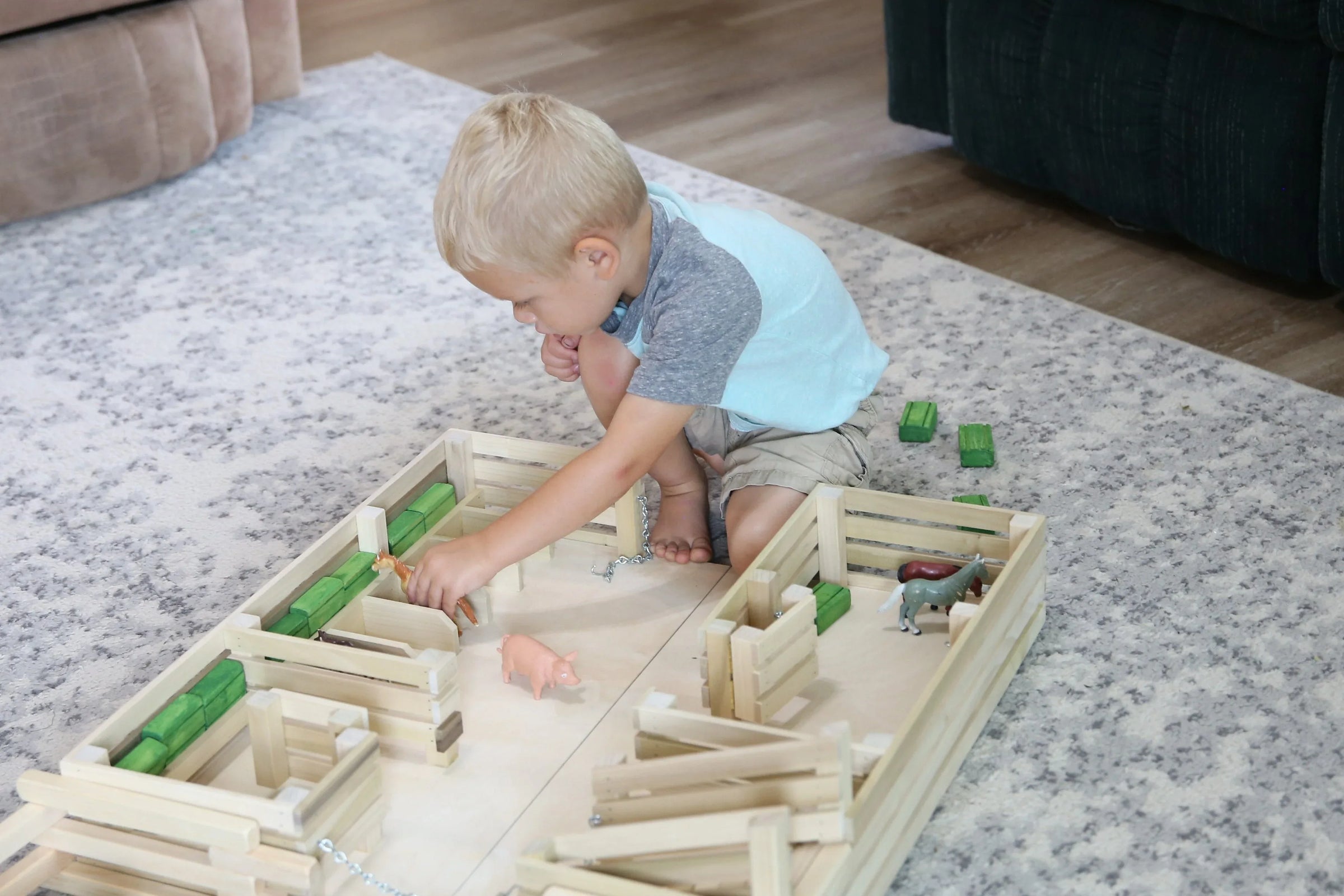 Amish-Made Wooden Folding Stock Yard Farm Toy, Unfinished - BIG FRENCHIES