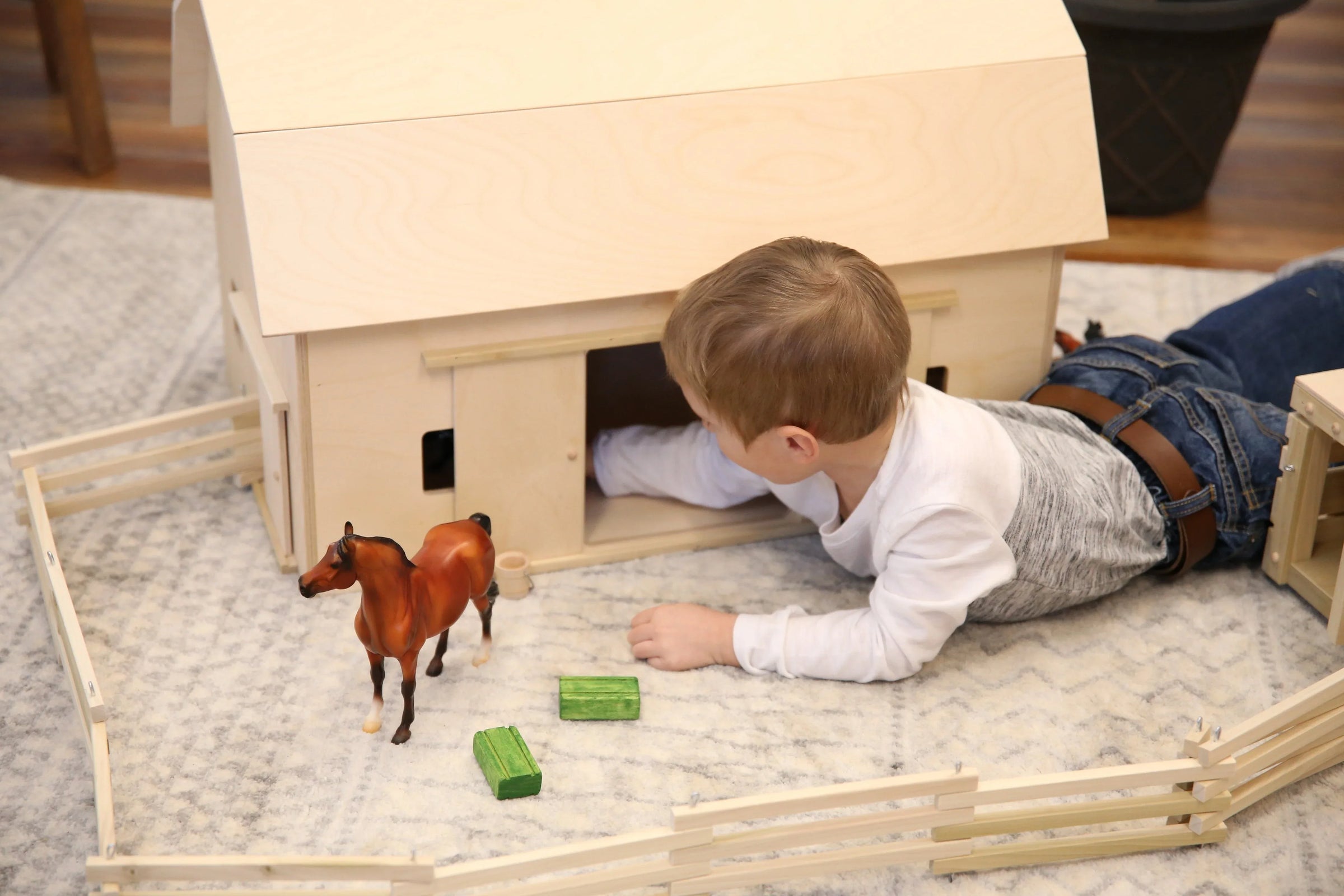 Amish-Made Large Wooden Hip-Roof Barn Toy, Unfinished - BIG FRENCHIES