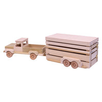 Amish-Made Wooden Pickup & Horse Trailer Toy Set, Unfinished - BIG FRENCHIES