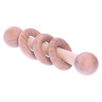 Amish-Made Wooden 3-Ring Baby Rattle Toy - Unfinished Wood - 3-4" Long - BIG FRENCHIES