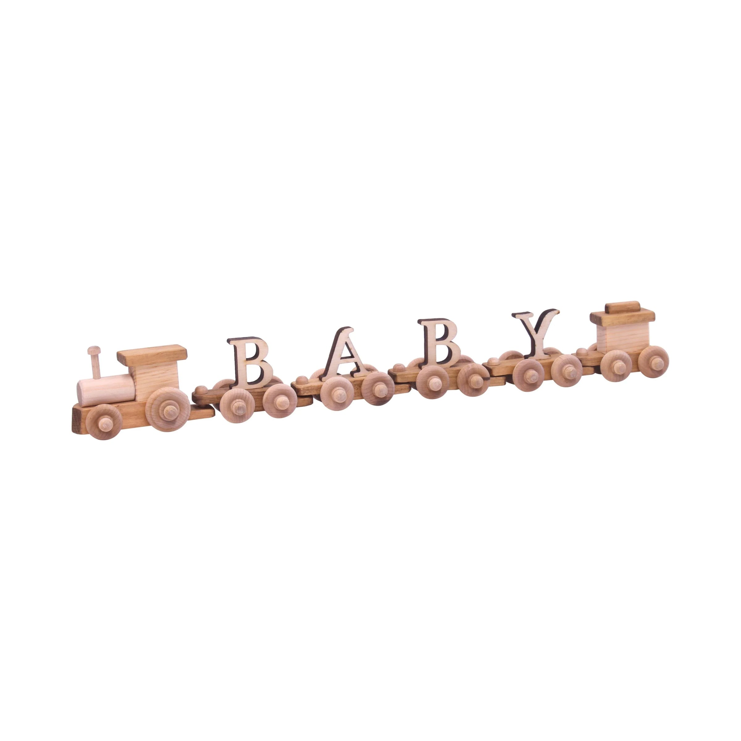 AmishToyBox.com Wooden Name Train Toy, Custom ABC Letter Train, Amish-Made - BIG FRENCHIES
