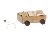 Amish-Made Wooden Toddler Pull Wagon Toy with Wood Building Blocks - BIG FRENCHIES