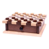 Deluxe Chess/Checkers Wooden Game Board Set - with Pullout Drawer - BIG FRENCHIES