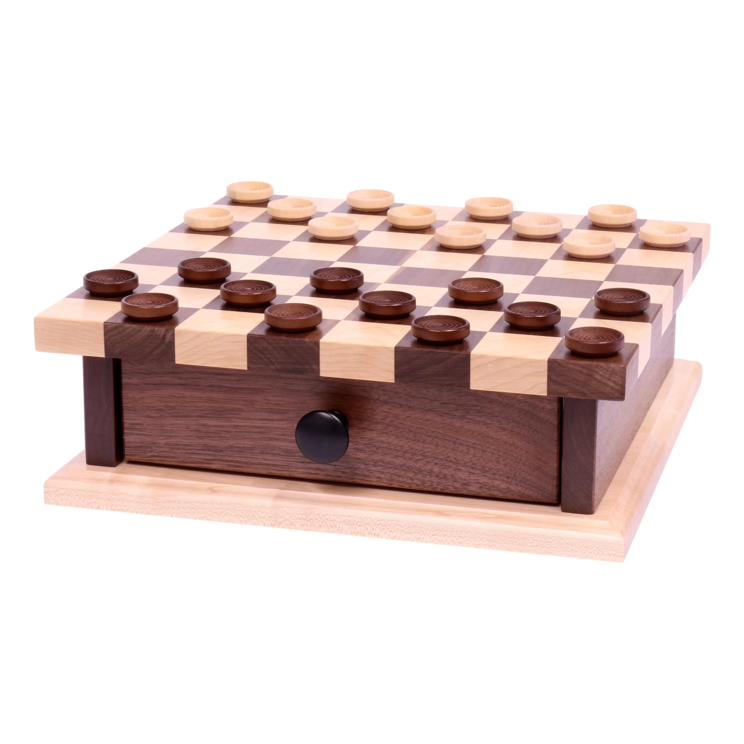 Deluxe Chess/Checkers Wooden Game Board Set - with Pullout Drawer - BIG FRENCHIES
