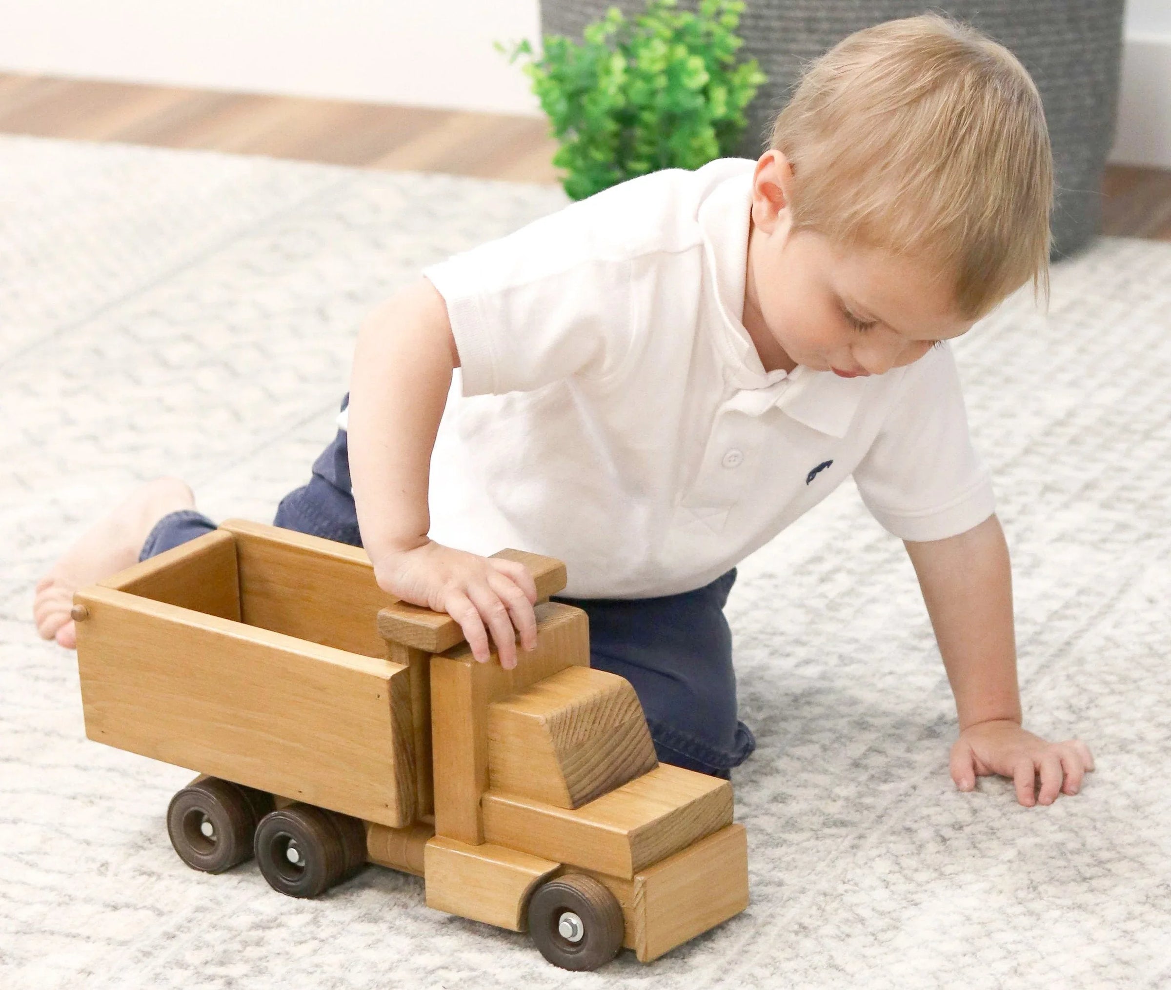 Amish-Made Wooden Toy Dump Truck, Kid-Safe Finish - BIG FRENCHIES