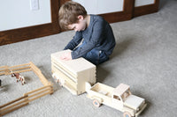 Amish-Made Wooden Pickup & Horse Trailer Toy Set, Unfinished - BIG FRENCHIES