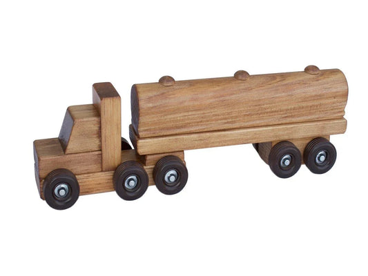 Wooden Tanker Semi Truck Toy, Small, Child-Safe Finish - BIG FRENCHIES