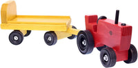 Amish-Made Wooden Toy Tractor and Wagon Set with Hay Bales - BIG FRENCHIES