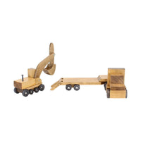 Large Wooden Toy Truck & Low Boy Flatbed Trailer with Excavator Set - BIG FRENCHIES