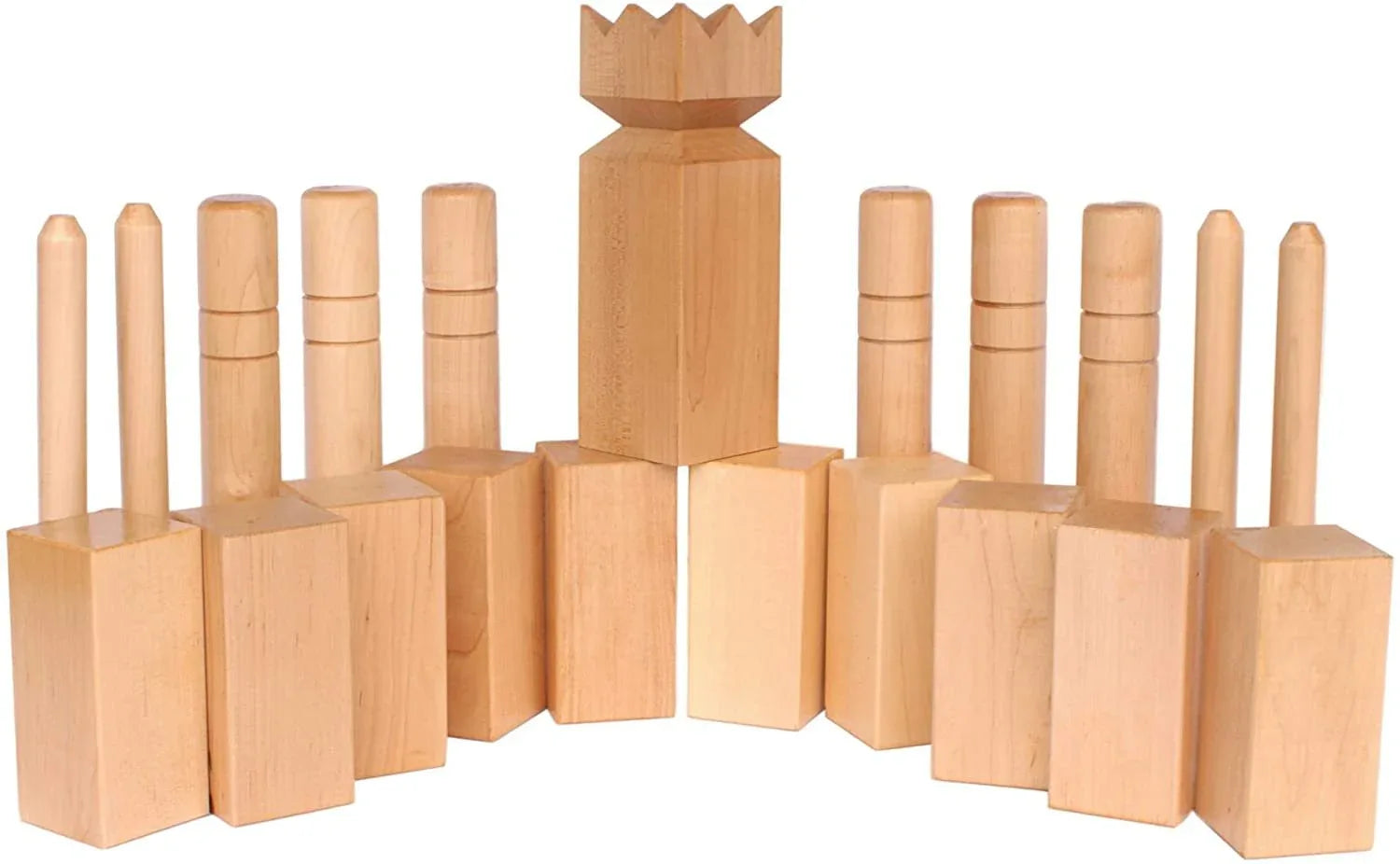 Amish-Made Deluxe Maple Hardwood Kubb Game with Clear Protective Finish, Regulation Size - BIG FRENCHIES