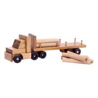 Amish-Made Wooden Log Semi Truck Toy, With Removable Logs - BIG FRENCHIES