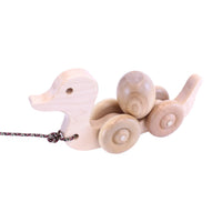 Wooden Duck Pull Toy for Toddlers, Rolling Wheels and Rotating Egg - BIG FRENCHIES
